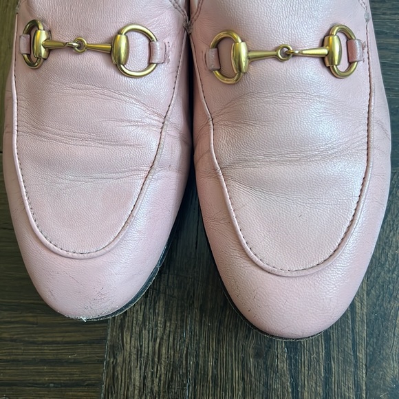 These are AUTHENTIC USED GUCCI Rose Pink Jordan leather loafers size 36.5 - Picture 2 of 16